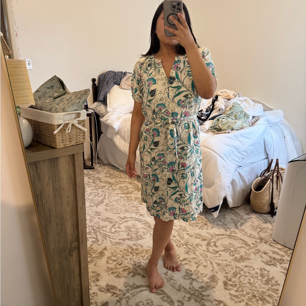 LOFT PETITE Tropical Midi Shift Dress